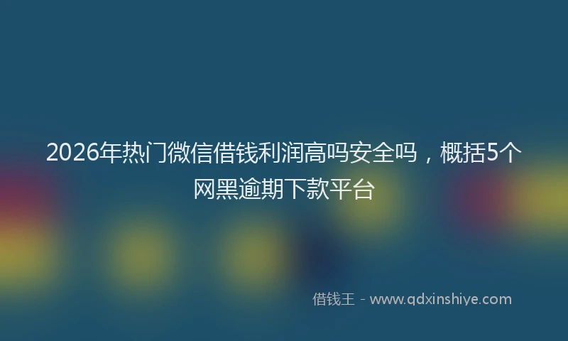 2026年热门微信借钱利润高吗安全吗，概括5个网黑逾期下款平台