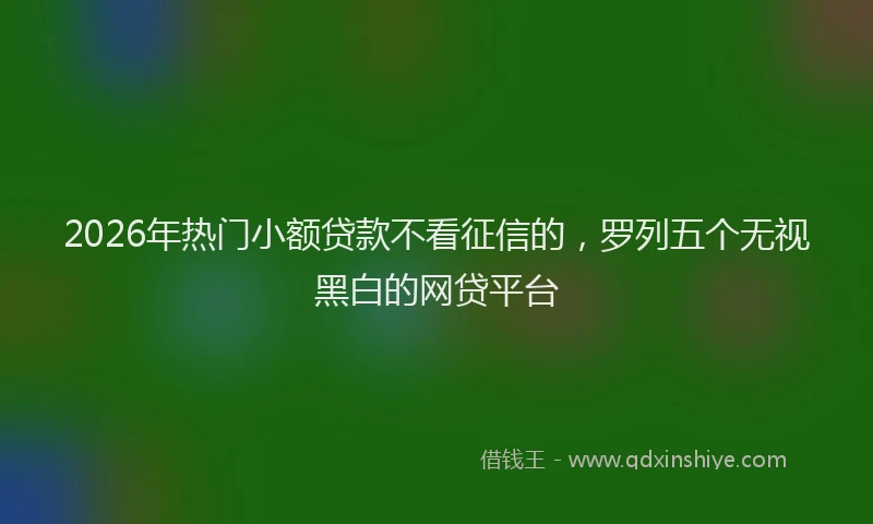2026年热门小额贷款不看征信的,罗列五个无视黑白的网贷平台