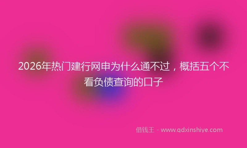2026年热门建行网申为什么通不过，概括五个不看负债查询的口子