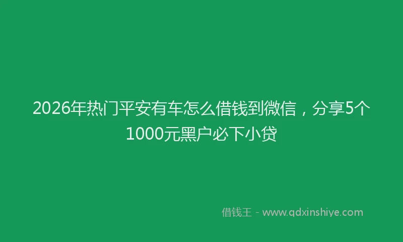 2026年热门平安有车怎么借钱到微信，分享5个1000元黑户必下小贷