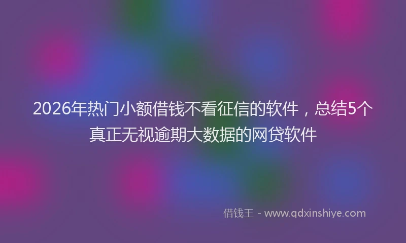 2026年热门小额借钱不看征信的软件，总结5个真正无视逾期大数据的网贷软件