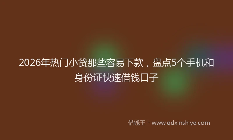 2026年热门小贷那些容易下款，盘点5个手机和身份证快速借钱口子