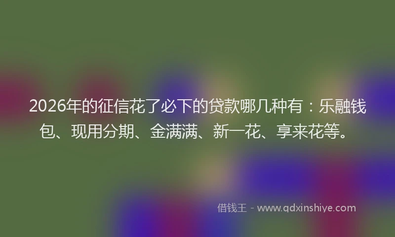 2026年的征信花了必下的贷款哪几种有：乐融钱包、现用分期、金满满、新一花、享来花等。