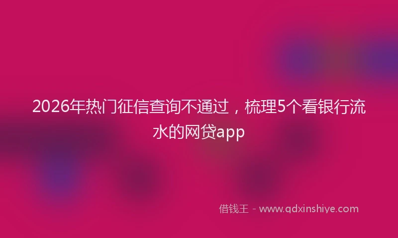 2026年热门征信查询不通过，梳理5个看银行流水的网贷app