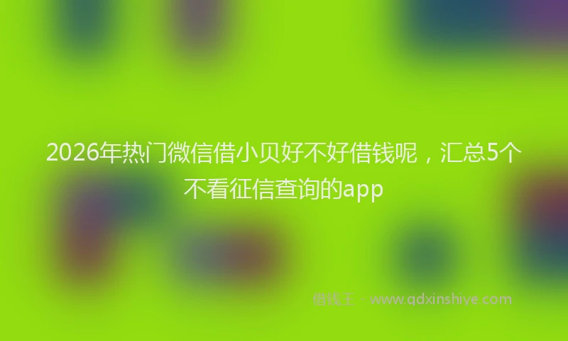 2026年热门微信借小贝好不好借钱呢，汇总5个不看征信查询的app