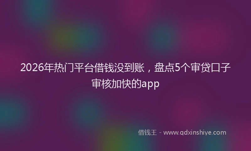2026年热门平台借钱没到账，盘点5个审贷口子审核加快的app