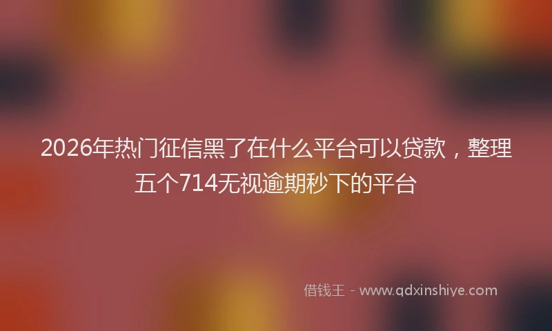 2026年热门征信黑了在什么平台可以贷款，整理五个714无视逾期秒下的平台