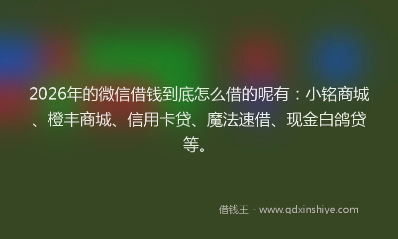 2026年的微信借钱到底怎么借的呢有:小铭商城、橙丰商城、信用卡贷、魔法速借、现金白鸽贷等。