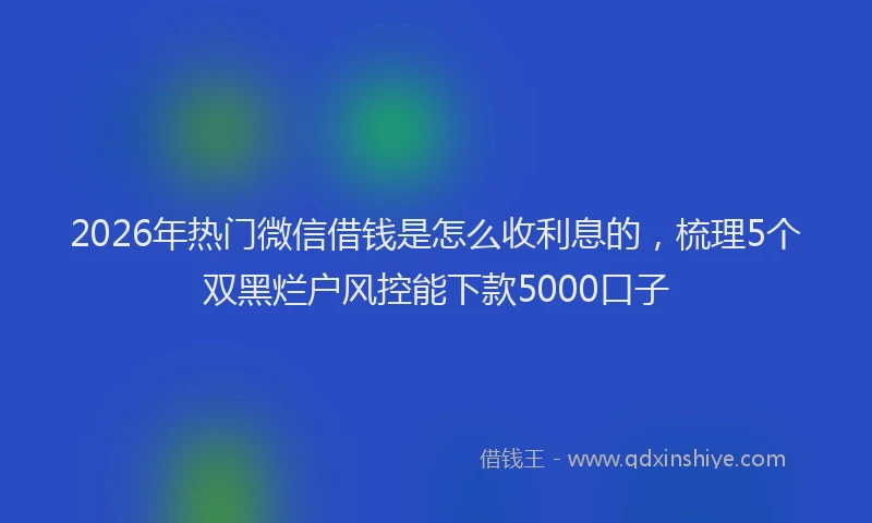 2026年热门微信借钱是怎么收利息的，梳理5个双黑烂户风控能下款5000口子