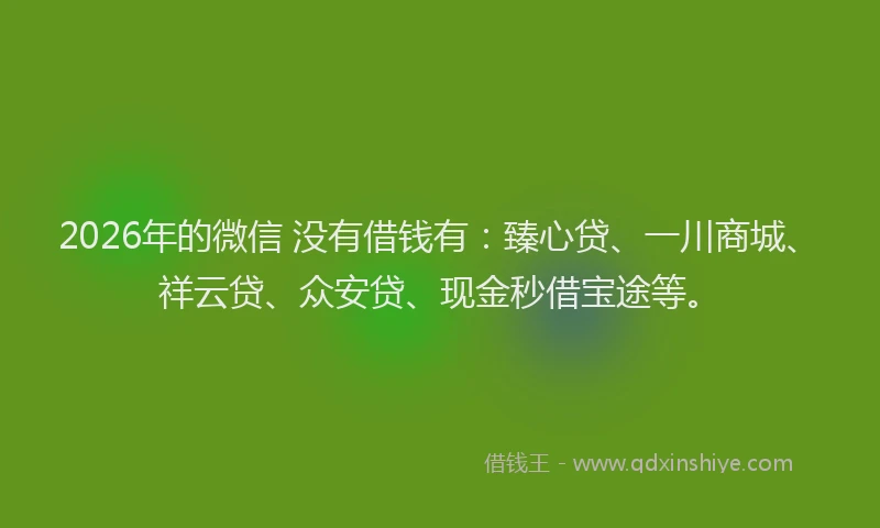 2026年的微信 没有借钱有：臻心贷、一川商城、祥云贷、众安贷、现金秒借宝途等。