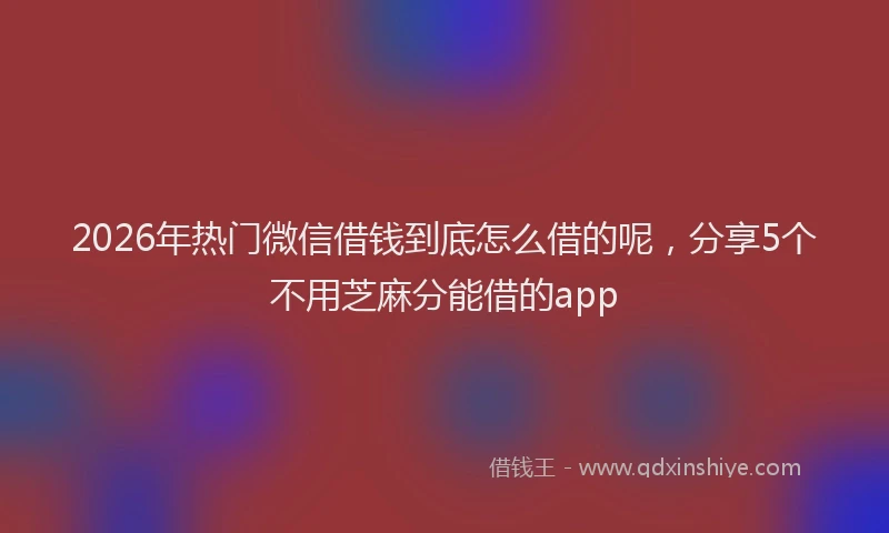 2026年热门微信借钱到底怎么借的呢，分享5个不用芝麻分能借的app