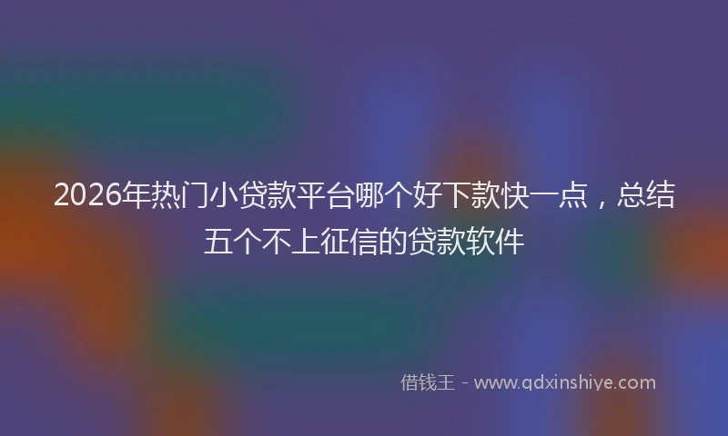 2026年热门小贷款平台哪个好下款快一点，总结五个不上征信的贷款软件