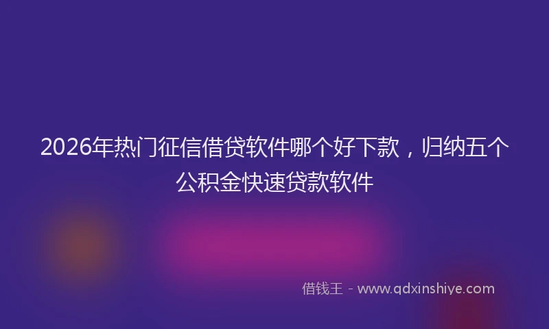 2026年热门征信借贷软件哪个好下款，归纳五个公积金快速贷款软件