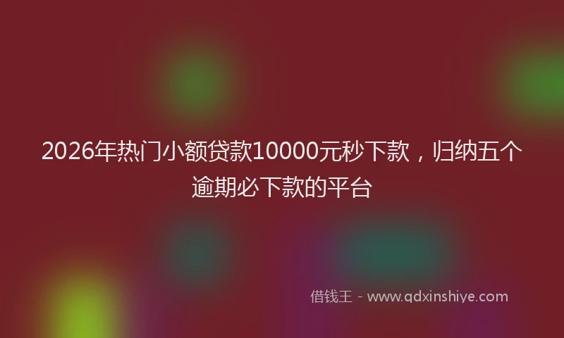 2026年热门小额贷款10000元秒下款，归纳五个逾期必下款的平台