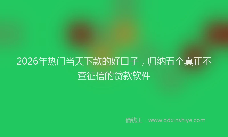 2026年热门当天下款的好口子，归纳五个真正不查征信的贷款软件