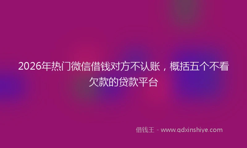 2026年热门微信借钱对方不认账，概括五个不看欠款的贷款平台