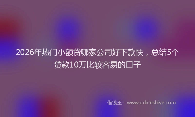 2026年热门小额贷哪家公司好下款快，总结5个贷款10万比较容易的口子