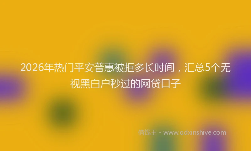 2026年热门平安普惠被拒多长时间，汇总5个无视黑白户秒过的网贷口子