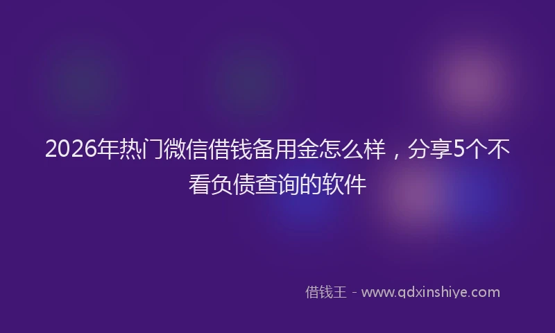 2026年热门微信借钱备用金怎么样，分享5个不看负债查询的软件