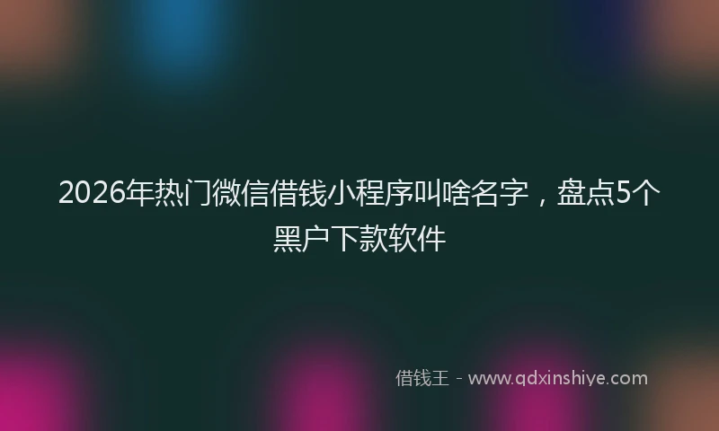 2026年热门微信借钱小程序叫啥名字，盘点5个黑户下款软件