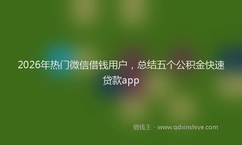 2026年热门微信借钱用户，总结五个公积金快速贷款app