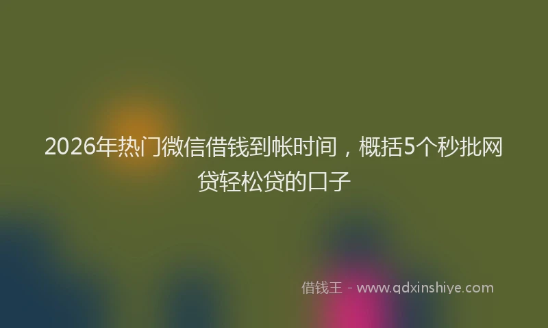 2026年热门微信借钱到帐时间，概括5个秒批网贷轻松贷的口子