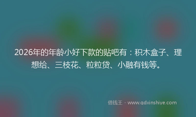 2026年的年龄小好下款的贴吧有：积木盒子、理想给、三枝花、粒粒贷、小融有钱等。