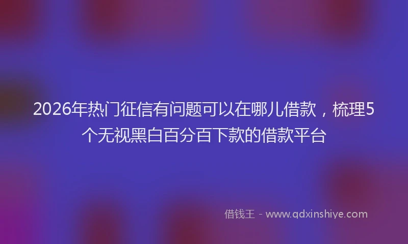 2026年热门征信有问题可以在哪儿借款，梳理5个无视黑白百分百下款的借款平台