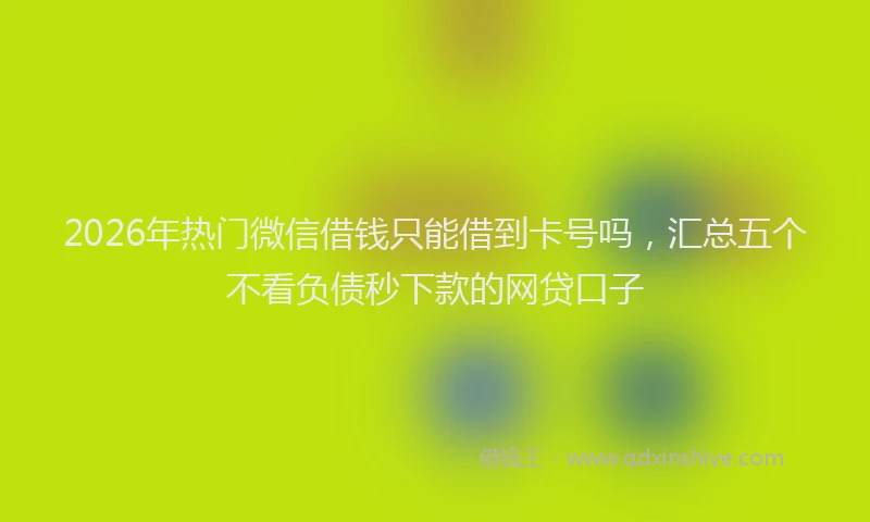 2026年热门微信借钱只能借到卡号吗，汇总五个不看负债秒下款的网贷口子