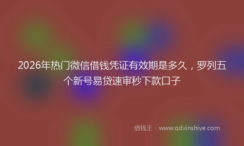 2026年热门微信借钱凭证有效期是多久，罗列五个新号易贷速审秒下款口子