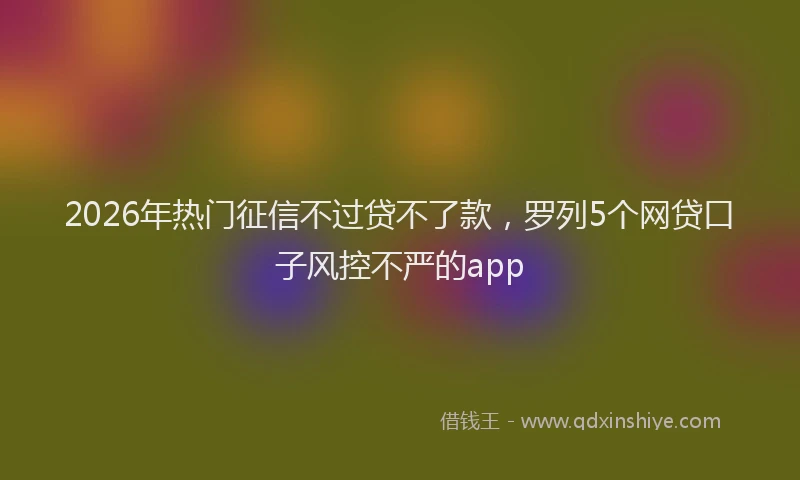 2026年热门征信不过贷不了款，罗列5个网贷口子风控不严的app