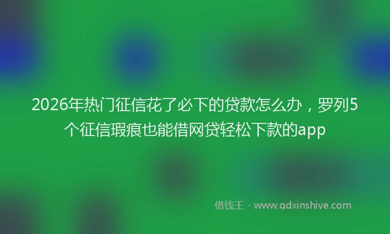 2026年热门征信花了必下的贷款怎么办，罗列5个征信瑕疵也能借网贷轻松下款的app