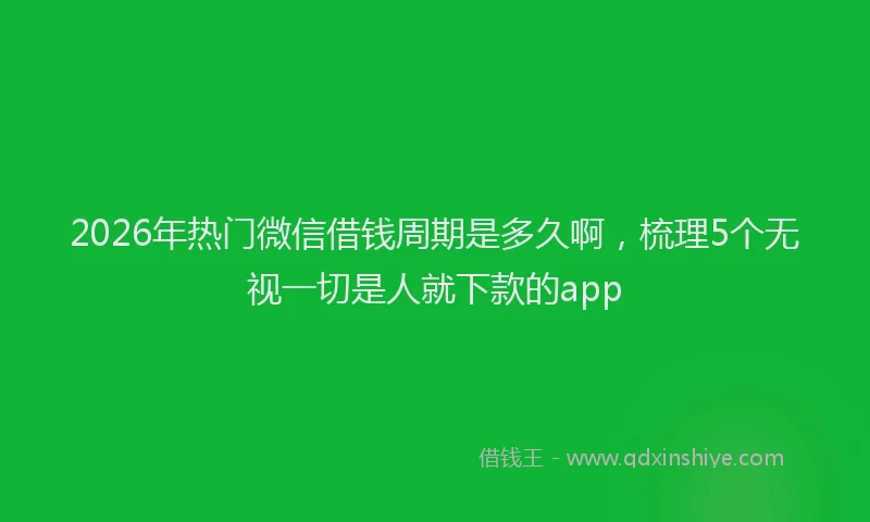 2026年热门微信借钱周期是多久啊,梳理5个无视一切是人就下款的app