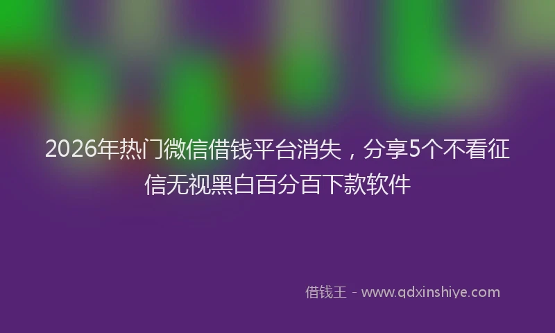 2026年热门微信借钱平台消失，分享5个不看征信无视黑白百分百下款软件