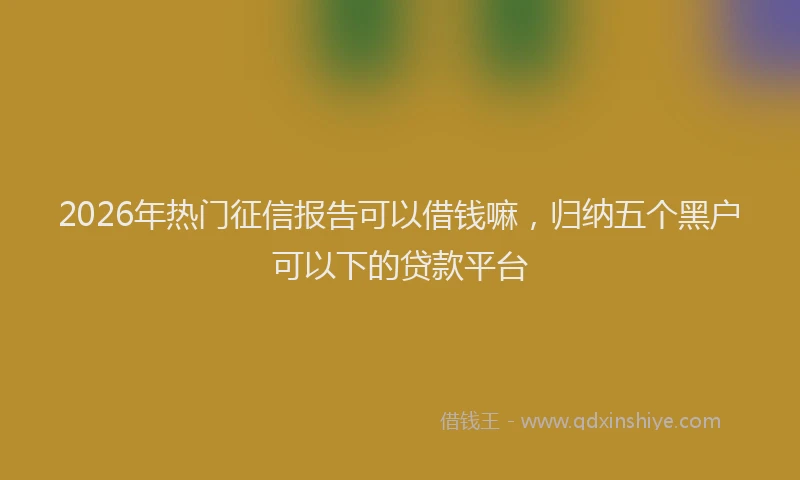 2026年热门征信报告可以借钱嘛，归纳五个黑户可以下的贷款平台