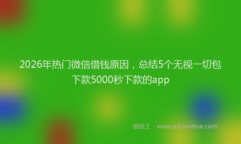 2026年热门微信借钱原因，总结5个无视一切包下款5000秒下款的app