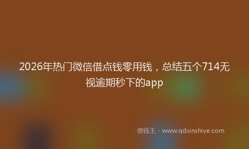 2026年热门微信借点钱零用钱，总结五个714无视逾期秒下的app