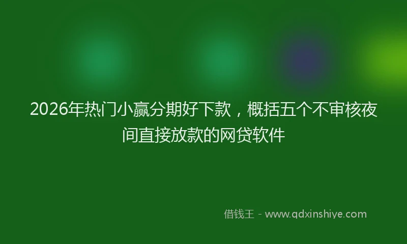 2026年热门小赢分期好下款，概括五个不审核夜间直接放款的网贷软件