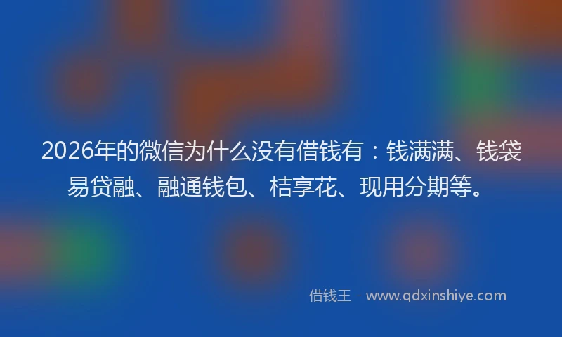 2026年的微信为什么没有借钱有：钱满满、钱袋易贷融、融通钱包、桔享花、现用分期等。