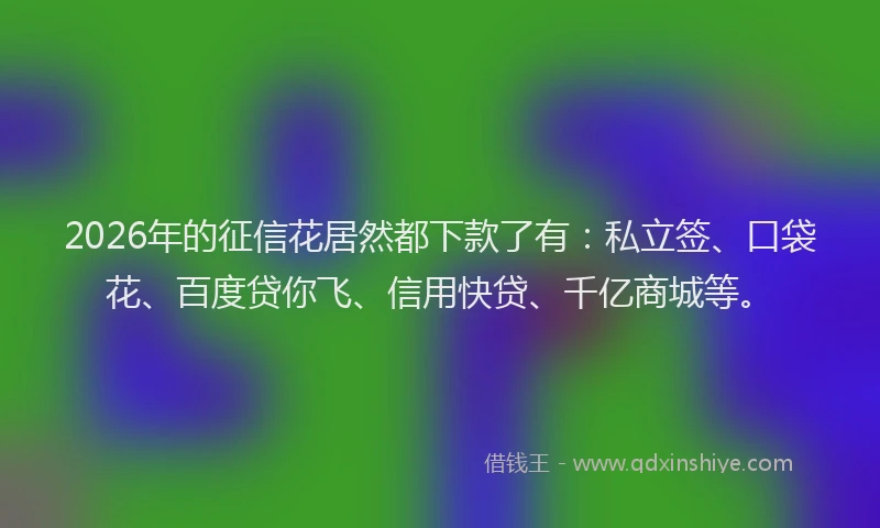 2026年的征信花居然都下款了有：私立签、口袋花、百度贷你飞、信用快贷、千亿商城等。