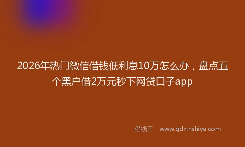 2026年热门微信借钱低利息10万怎么办，盘点五个黑户借2万元秒下网贷口子app