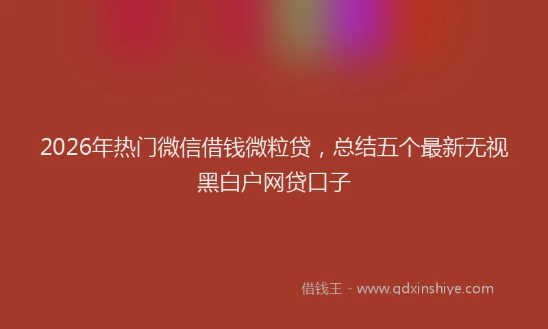 2026年热门微信借钱微粒贷，总结五个最新无视黑白户网贷口子