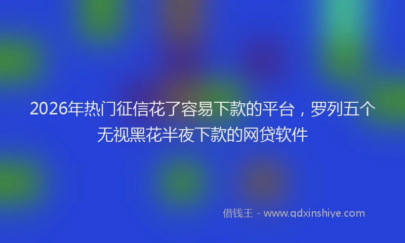 2026年热门征信花了容易下款的平台，罗列五个无视黑花半夜下款的网贷软件