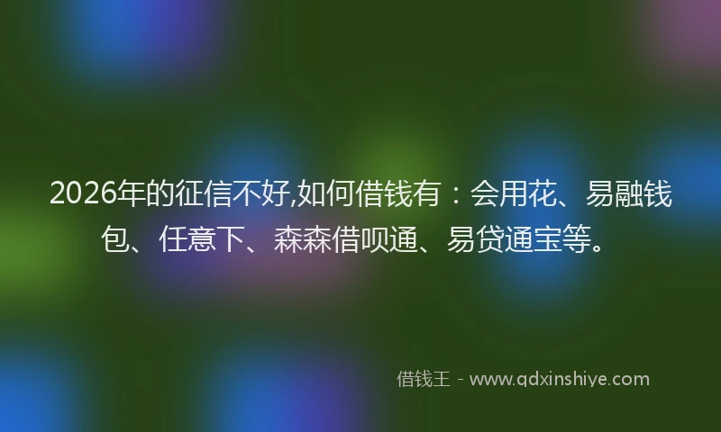 2026年的征信不好,如何借钱有：会用花、易融钱包、任意下、森森借呗通、易贷通宝等。