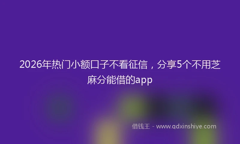 2026年热门小额口子不看征信，分享5个不用芝麻分能借的app