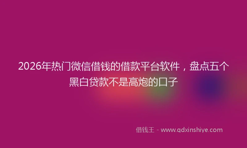 2026年热门微信借钱的借款平台软件，盘点五个黑白贷款不是高炮的口子