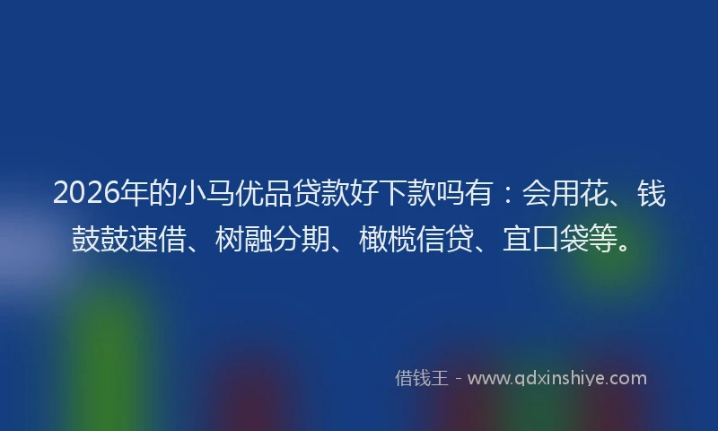 2026年的小马优品贷款好下款吗有:会用花、钱鼓鼓速借、树融分期、橄榄信贷、宜口袋等。