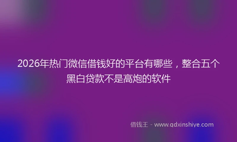 2026年热门微信借钱好的平台有哪些，整合五个黑白贷款不是高炮的软件