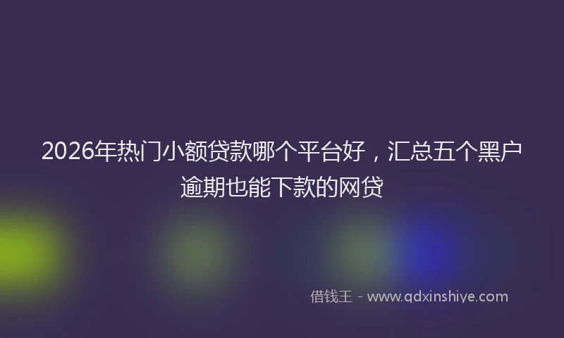 2026年热门小额贷款哪个平台好，汇总五个黑户逾期也能下款的网贷