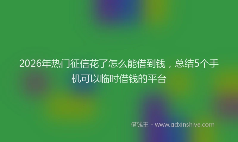 2026年热门征信花了怎么能借到钱，总结5个手机可以临时借钱的平台